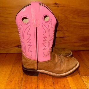 Old West Square Toe Cowgirl Boots 3 Kids